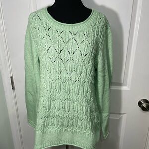 Talbots Light Green Crew Neck Sweater Size Large CB-10